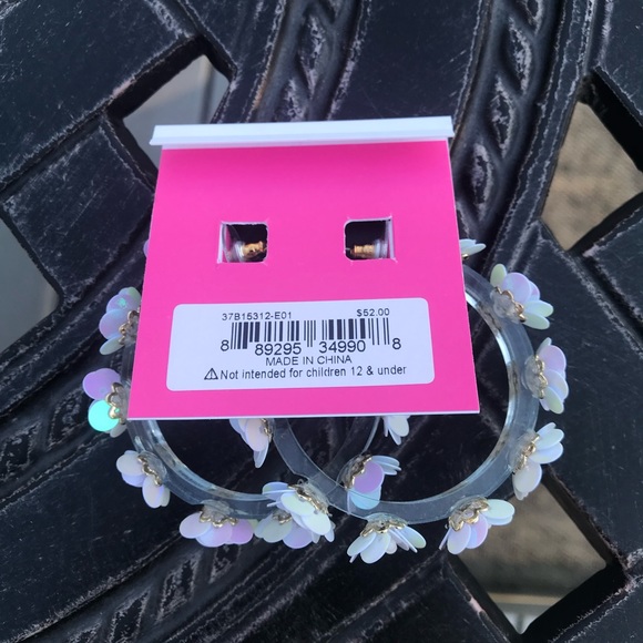 NWT Betsey Johnson Floral Hoop Earrings - Picture 3 of 3